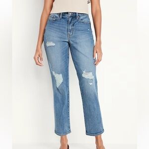 Old Navy Women’s OG Straight High-Rise Medium Wash Distressed Jeans - Size 6P